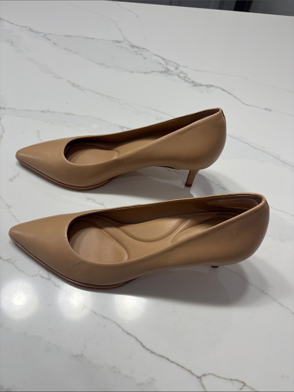 ANTONIO MELANI Beige Pointed-Toe Kitten Heel Pumps - Picture 8 of 14